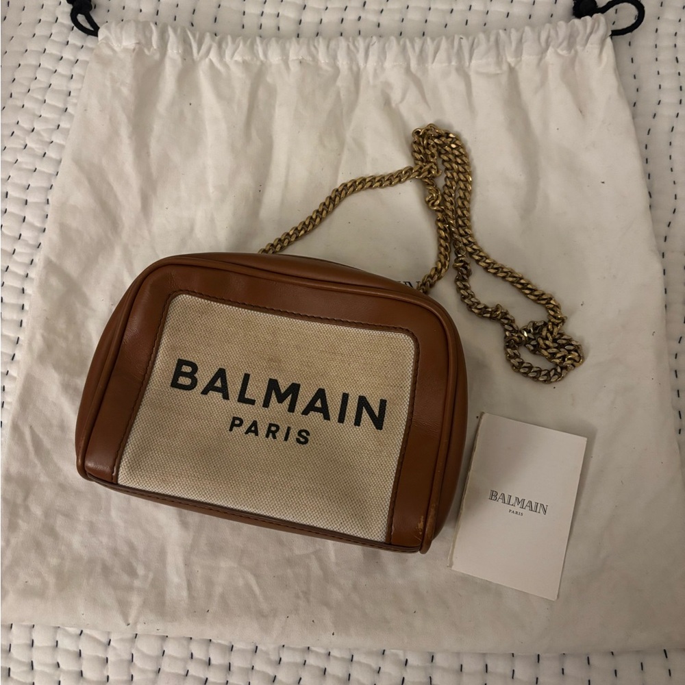 Balmain B-Army 18 Logo Crossbody Bag with Gold chain